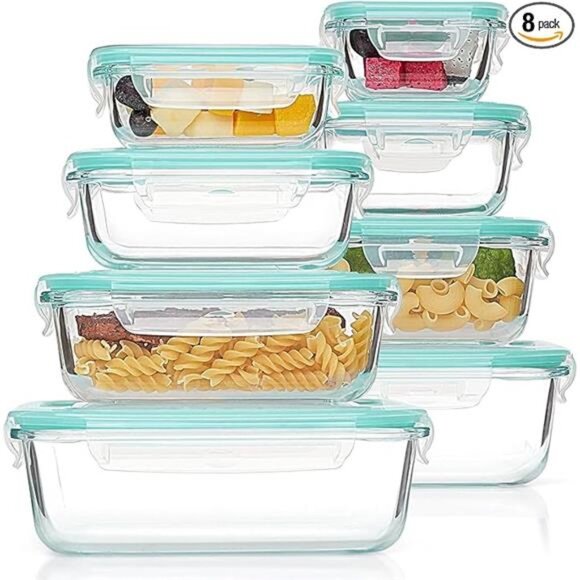8 Pack Glass Food Storage Containers with Airtight Lids, Glass Meal - Picture 7 of 7